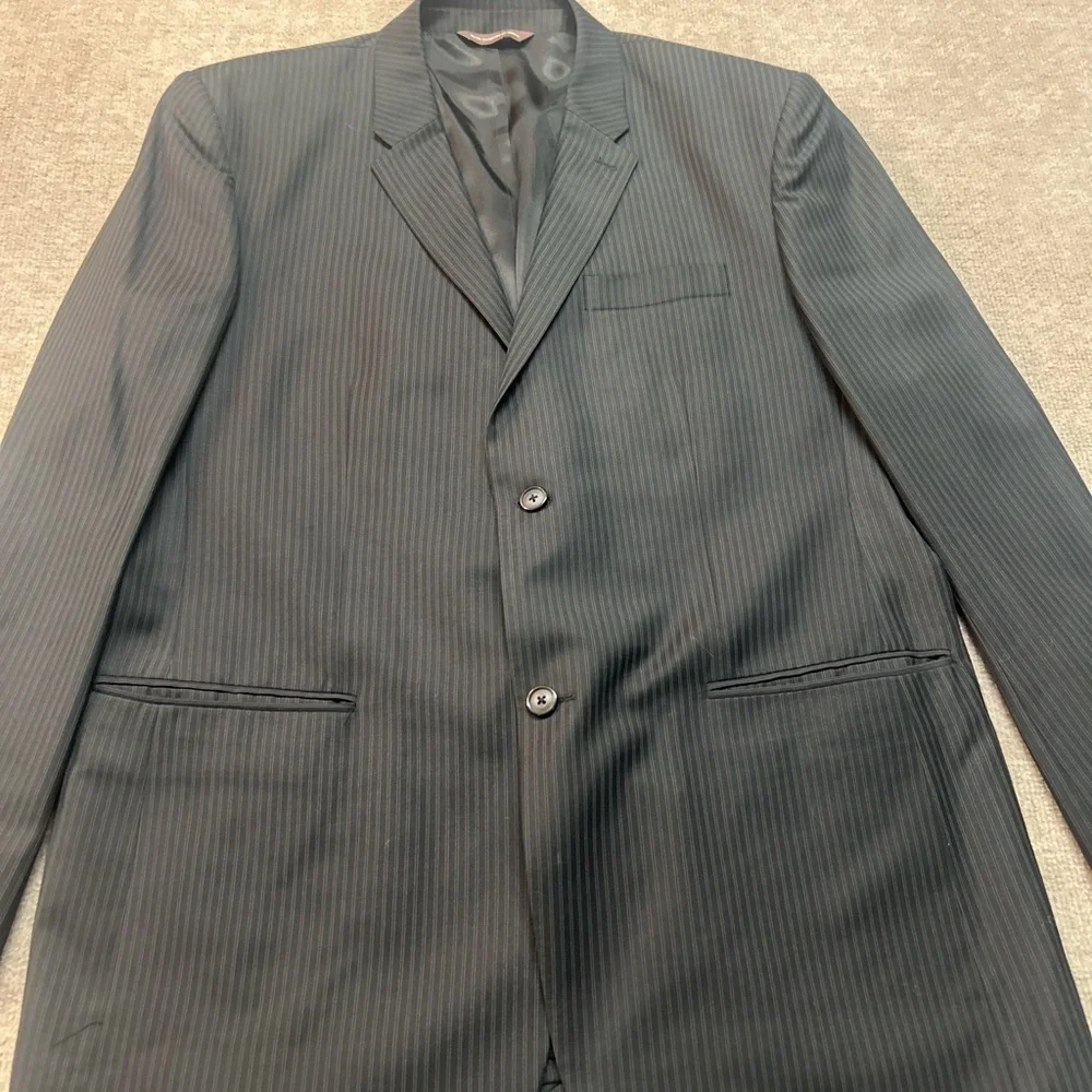 Men's Black Pinstripe Blazer